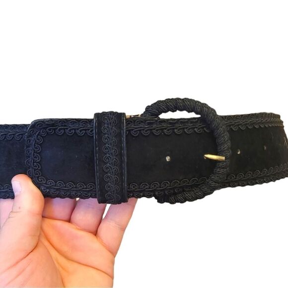 Bass Black Genuine Suede Omega 4814 Statement Belt - Picture 4 of 5